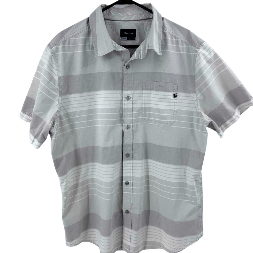 Marmot Gray & Wht‎ ShortSleeve Button Down Shirt- Size X- Large